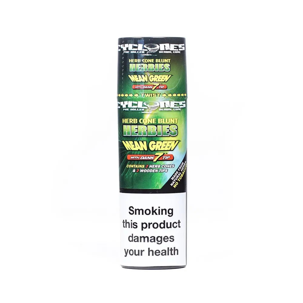 CYCLONES - MEAN GREEN FLAVOURED HERBAL CONES WITH WOODEN TIPS
