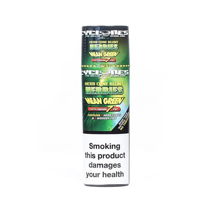 CYCLONES - MEAN GREEN FLAVOURED HERBAL CONES WITH WOODEN TIPS