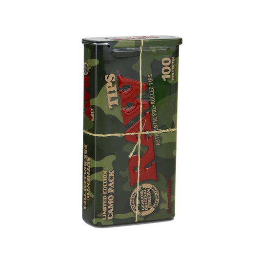 RAW Camo - Kingsize Tin With Pre Rolled Tips x 100
