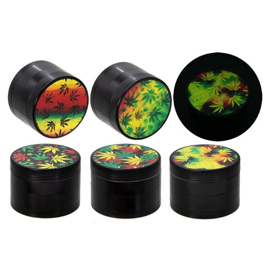 Black Leaf Camouflage Aluminium Grinder 4-part