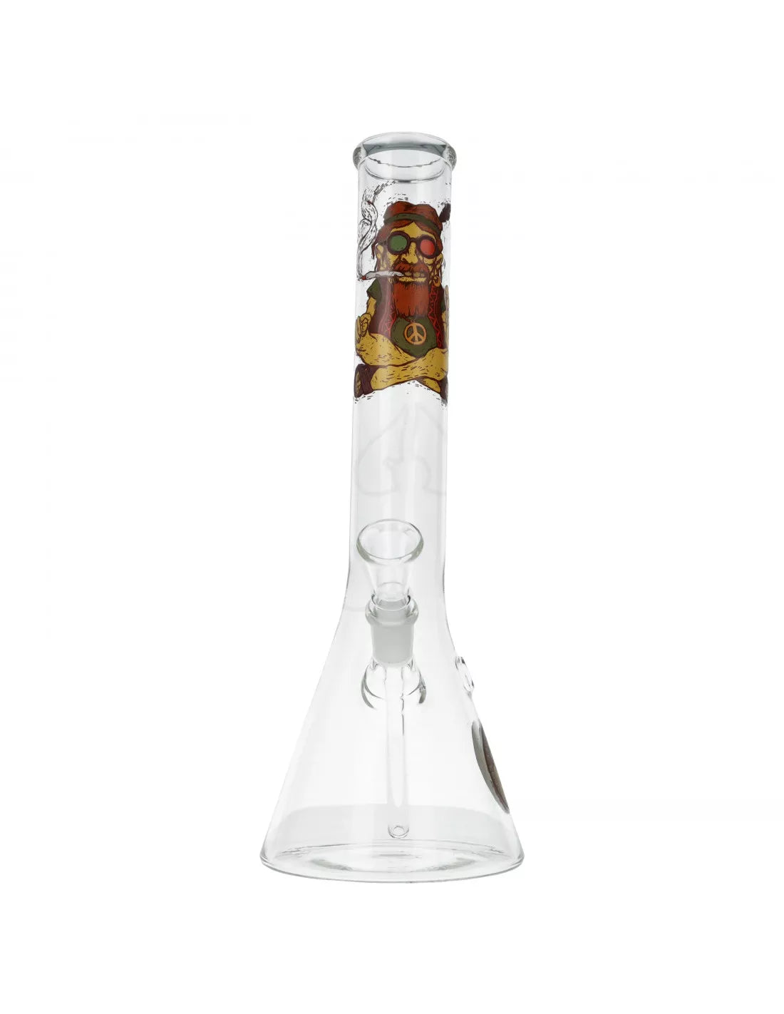 Glass Bong SmoKing Transparent with Rastaman Print