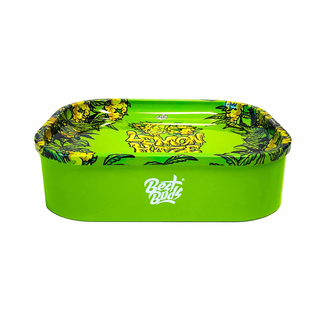 Best Buds – Lemon Haze Tin Box Rolling Tray with Storage