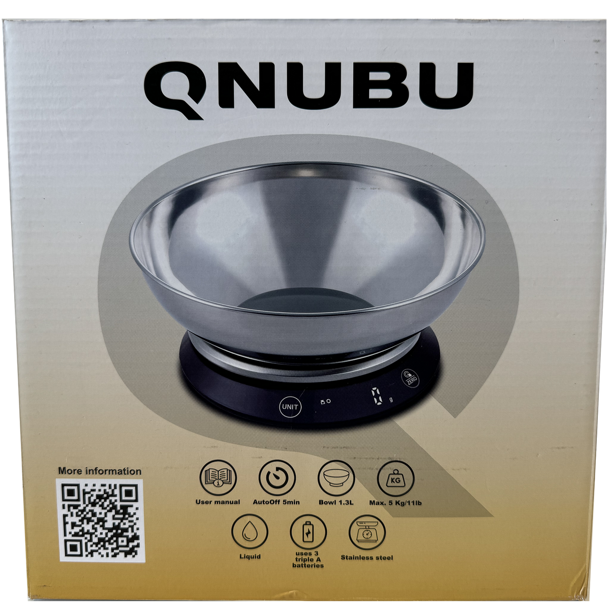 Digital Scale with Bowl - Qnubu - Equal Bowl - (1g to 5000g - 0ml to 5000ml)