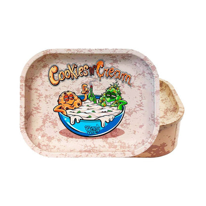 Best Buds – Cookies and Cream Tin Box Rolling Tray with Storage