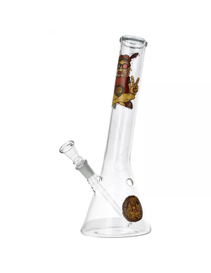 Glass Bong SmoKing Transparent with Rastaman Print